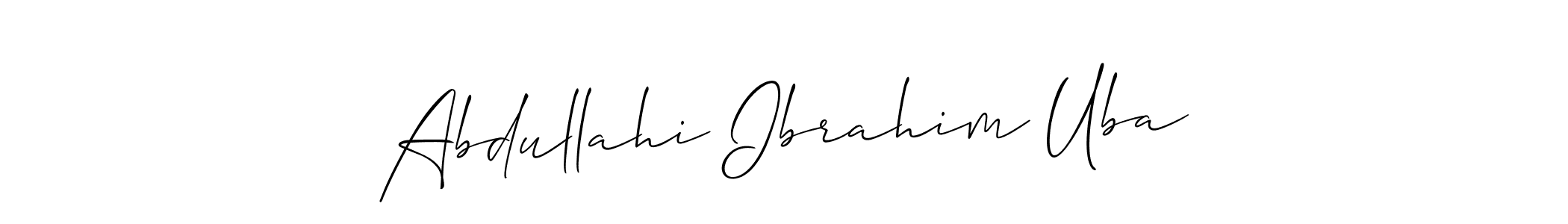 This is the best signature style for the Abdullahi Ibrahim Uba name. Also you like these signature font (Allison_Script). Mix name signature. Abdullahi Ibrahim Uba signature style 2 images and pictures png