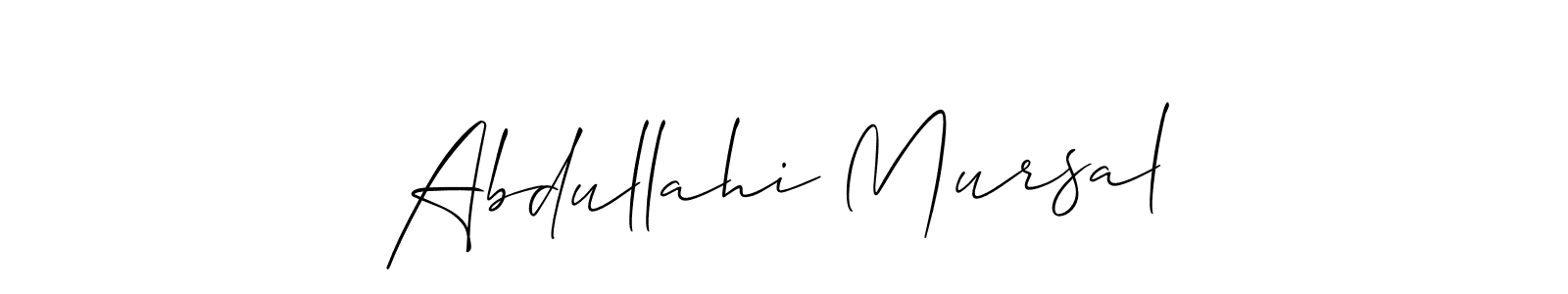 Also You can easily find your signature by using the search form. We will create Abdullahi Mursal name handwritten signature images for you free of cost using Allison_Script sign style. Abdullahi Mursal signature style 2 images and pictures png