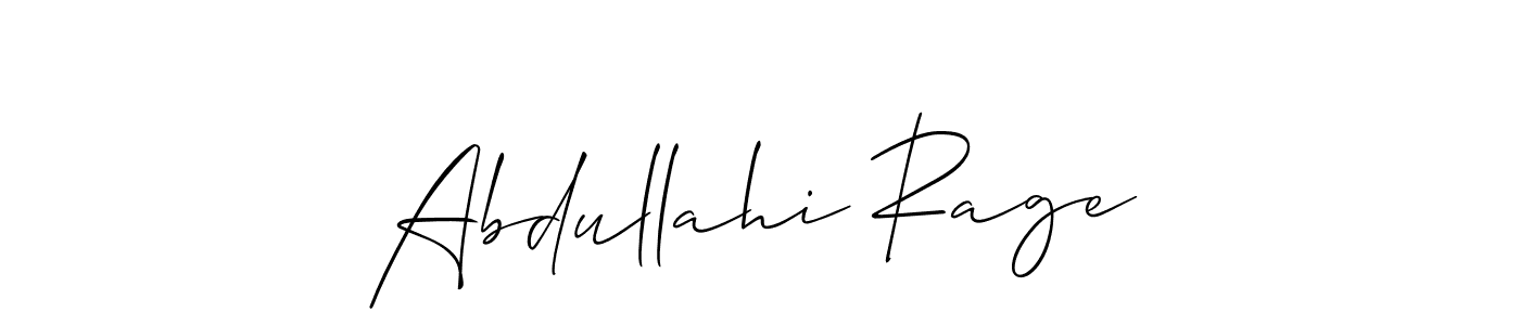 Design your own signature with our free online signature maker. With this signature software, you can create a handwritten (Allison_Script) signature for name Abdullahi Rage. Abdullahi Rage signature style 2 images and pictures png