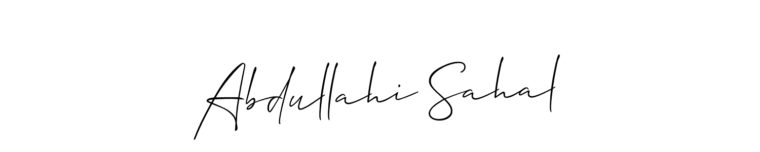 Use a signature maker to create a handwritten signature online. With this signature software, you can design (Allison_Script) your own signature for name Abdullahi Sahal. Abdullahi Sahal signature style 2 images and pictures png