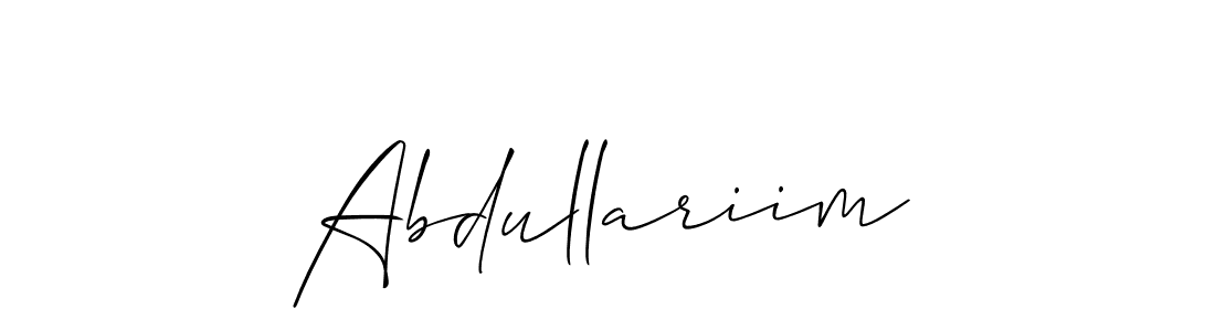 Use a signature maker to create a handwritten signature online. With this signature software, you can design (Allison_Script) your own signature for name Abdullariim. Abdullariim signature style 2 images and pictures png