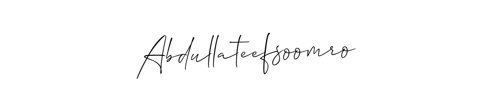 Design your own signature with our free online signature maker. With this signature software, you can create a handwritten (Allison_Script) signature for name Abdullateefsoomro. Abdullateefsoomro signature style 2 images and pictures png