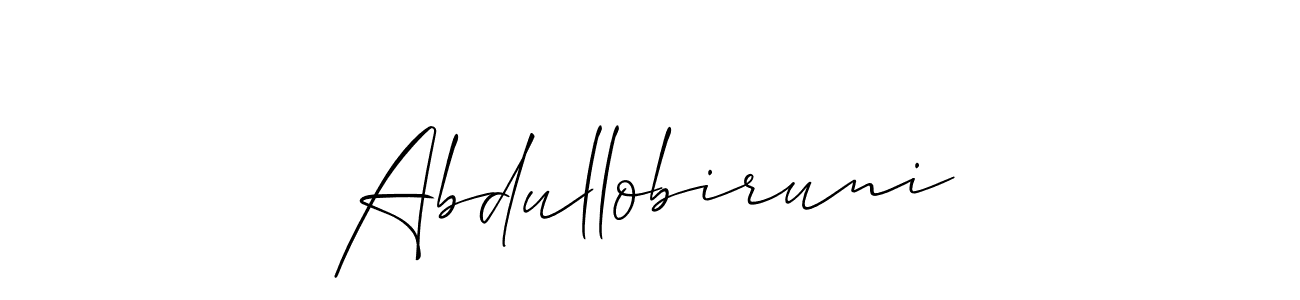 It looks lik you need a new signature style for name Abdullobiruni. Design unique handwritten (Allison_Script) signature with our free signature maker in just a few clicks. Abdullobiruni signature style 2 images and pictures png