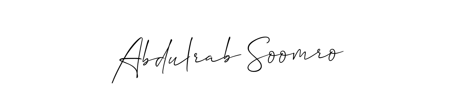 The best way (Allison_Script) to make a short signature is to pick only two or three words in your name. The name Abdulrab Soomro include a total of six letters. For converting this name. Abdulrab Soomro signature style 2 images and pictures png