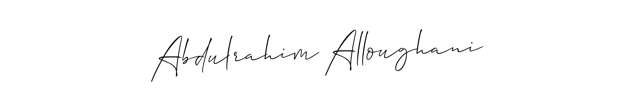 The best way (Allison_Script) to make a short signature is to pick only two or three words in your name. The name Abdulrahim Alloughani include a total of six letters. For converting this name. Abdulrahim Alloughani signature style 2 images and pictures png