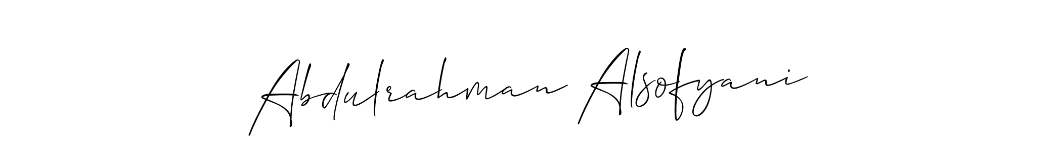 Abdulrahman Alsofyani stylish signature style. Best Handwritten Sign (Allison_Script) for my name. Handwritten Signature Collection Ideas for my name Abdulrahman Alsofyani. Abdulrahman Alsofyani signature style 2 images and pictures png