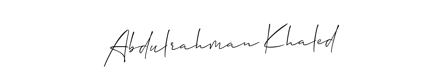 How to make Abdulrahman Khaled name signature. Use Allison_Script style for creating short signs online. This is the latest handwritten sign. Abdulrahman Khaled signature style 2 images and pictures png