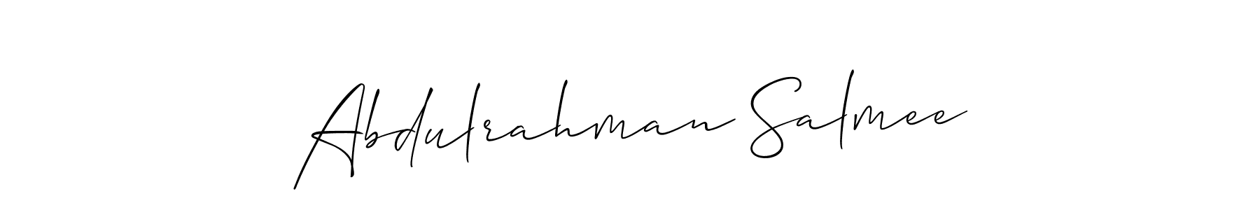 The best way (Allison_Script) to make a short signature is to pick only two or three words in your name. The name Abdulrahman Salmee include a total of six letters. For converting this name. Abdulrahman Salmee signature style 2 images and pictures png