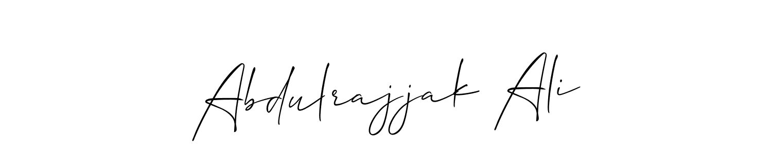 You should practise on your own different ways (Allison_Script) to write your name (Abdulrajjak Ali) in signature. don't let someone else do it for you. Abdulrajjak Ali signature style 2 images and pictures png