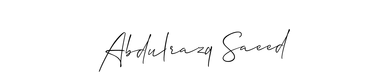 Also You can easily find your signature by using the search form. We will create Abdulrazq Saeed name handwritten signature images for you free of cost using Allison_Script sign style. Abdulrazq Saeed signature style 2 images and pictures png