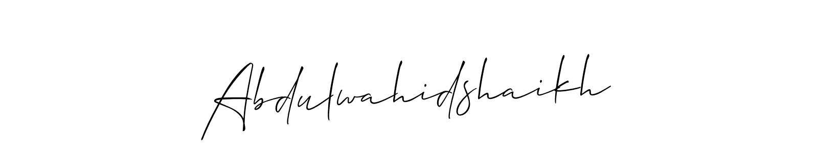 Make a beautiful signature design for name Abdulwahidshaikh. With this signature (Allison_Script) style, you can create a handwritten signature for free. Abdulwahidshaikh signature style 2 images and pictures png