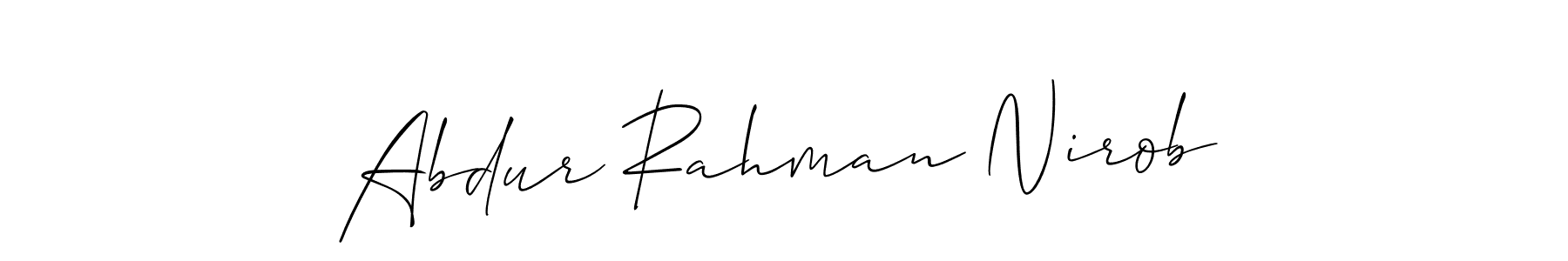 You should practise on your own different ways (Allison_Script) to write your name (Abdur Rahman Nirob) in signature. don't let someone else do it for you. Abdur Rahman Nirob signature style 2 images and pictures png