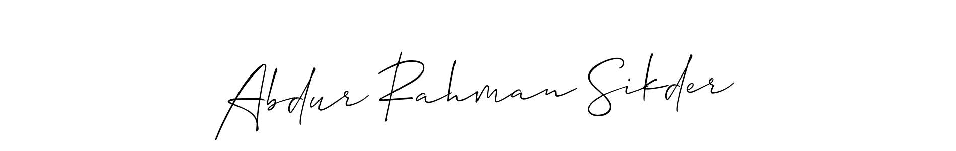 Make a short Abdur Rahman Sikder signature style. Manage your documents anywhere anytime using Allison_Script. Create and add eSignatures, submit forms, share and send files easily. Abdur Rahman Sikder signature style 2 images and pictures png