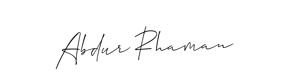 Make a beautiful signature design for name Abdur Rhaman. With this signature (Allison_Script) style, you can create a handwritten signature for free. Abdur Rhaman signature style 2 images and pictures png