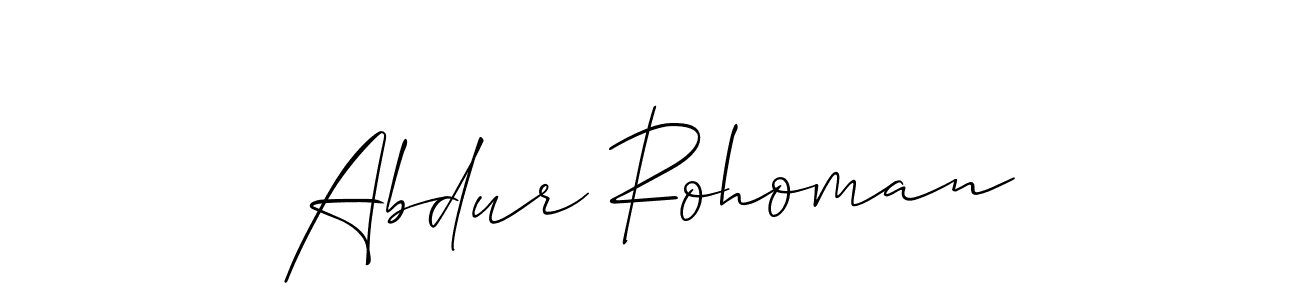 Make a beautiful signature design for name Abdur Rohoman. With this signature (Allison_Script) style, you can create a handwritten signature for free. Abdur Rohoman signature style 2 images and pictures png
