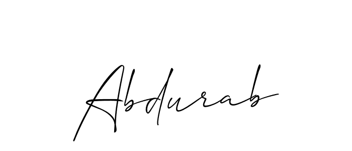 Make a beautiful signature design for name Abdurab. With this signature (Allison_Script) style, you can create a handwritten signature for free. Abdurab signature style 2 images and pictures png