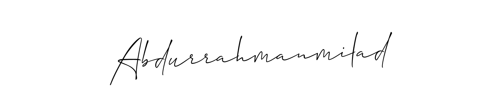It looks lik you need a new signature style for name Abdurrahmanmilad. Design unique handwritten (Allison_Script) signature with our free signature maker in just a few clicks. Abdurrahmanmilad signature style 2 images and pictures png