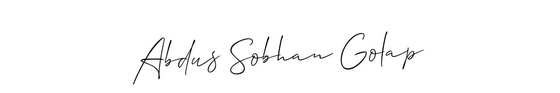 Make a short Abdus Sobhan Golap signature style. Manage your documents anywhere anytime using Allison_Script. Create and add eSignatures, submit forms, share and send files easily. Abdus Sobhan Golap signature style 2 images and pictures png