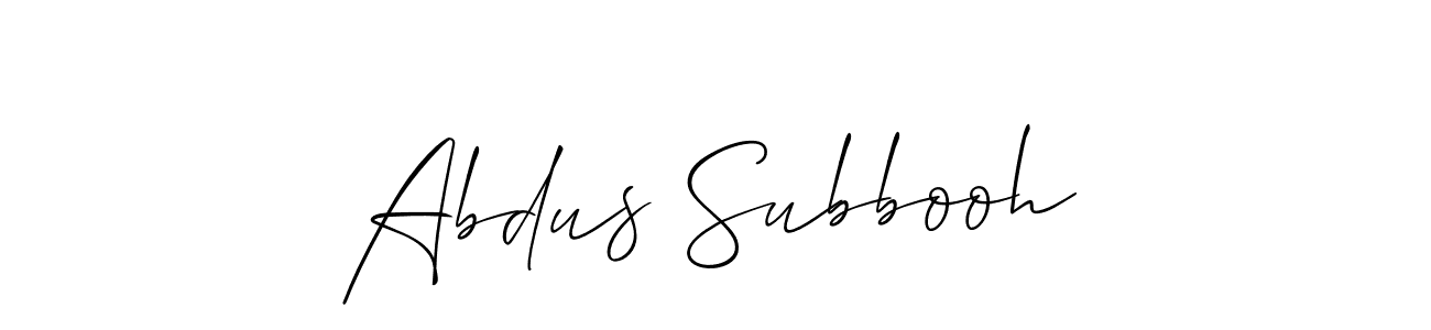 Also You can easily find your signature by using the search form. We will create Abdus Subbooh name handwritten signature images for you free of cost using Allison_Script sign style. Abdus Subbooh signature style 2 images and pictures png