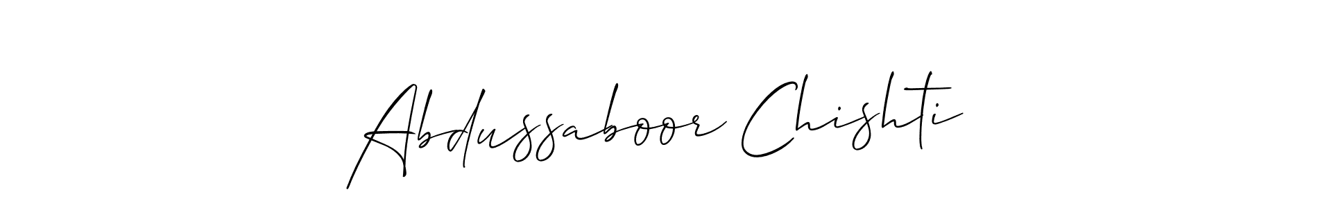 Allison_Script is a professional signature style that is perfect for those who want to add a touch of class to their signature. It is also a great choice for those who want to make their signature more unique. Get Abdussaboor Chishti name to fancy signature for free. Abdussaboor Chishti signature style 2 images and pictures png
