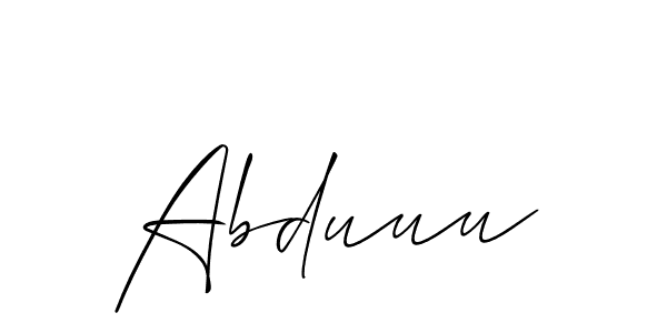 Design your own signature with our free online signature maker. With this signature software, you can create a handwritten (Allison_Script) signature for name Abduuu. Abduuu signature style 2 images and pictures png