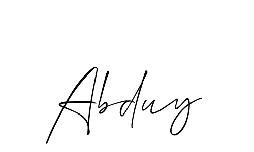 The best way (Allison_Script) to make a short signature is to pick only two or three words in your name. The name Abduy include a total of six letters. For converting this name. Abduy signature style 2 images and pictures png