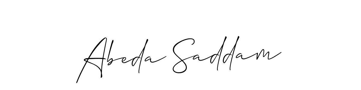 Make a beautiful signature design for name Abeda Saddam. With this signature (Allison_Script) style, you can create a handwritten signature for free. Abeda Saddam signature style 2 images and pictures png