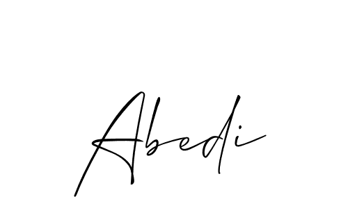 Use a signature maker to create a handwritten signature online. With this signature software, you can design (Allison_Script) your own signature for name Abedi. Abedi signature style 2 images and pictures png