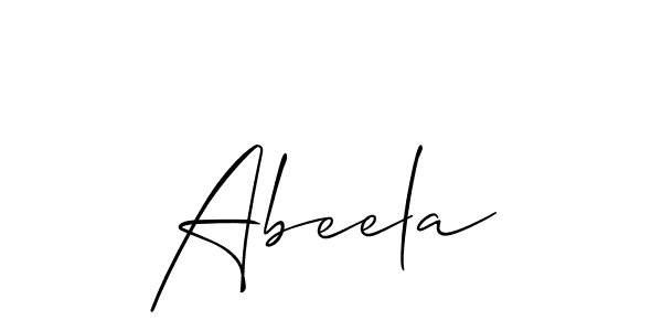 Use a signature maker to create a handwritten signature online. With this signature software, you can design (Allison_Script) your own signature for name Abeela. Abeela signature style 2 images and pictures png