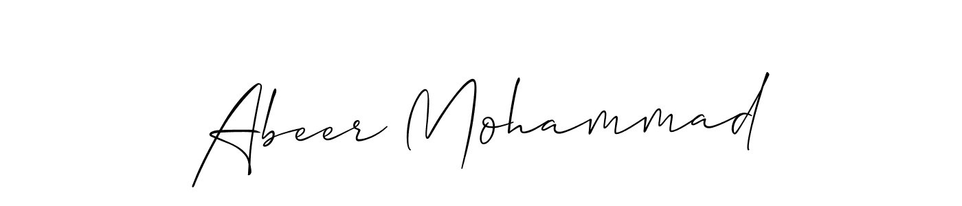 You should practise on your own different ways (Allison_Script) to write your name (Abeer Mohammad) in signature. don't let someone else do it for you. Abeer Mohammad signature style 2 images and pictures png