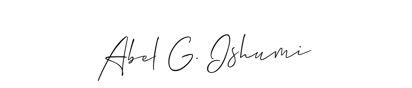 Create a beautiful signature design for name Abel G. Ishumi. With this signature (Allison_Script) fonts, you can make a handwritten signature for free. Abel G. Ishumi signature style 2 images and pictures png