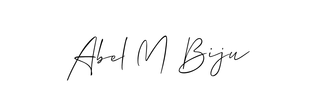 The best way (Allison_Script) to make a short signature is to pick only two or three words in your name. The name Abel M Biju include a total of six letters. For converting this name. Abel M Biju signature style 2 images and pictures png