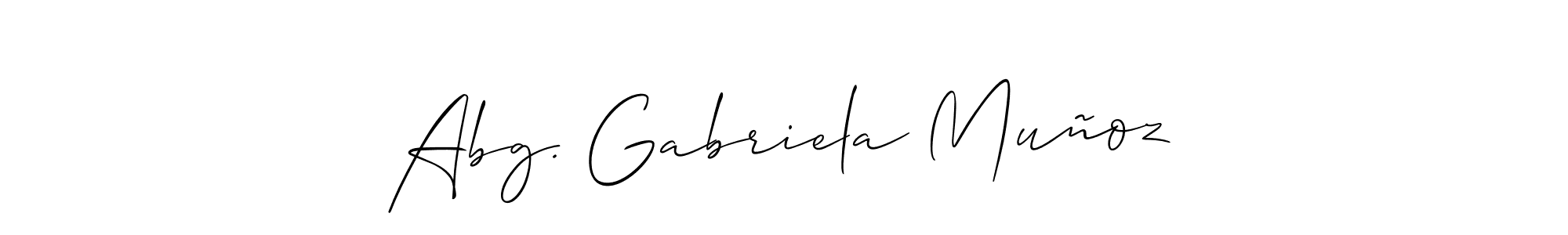 How to make Abg. Gabriela Muñoz name signature. Use Allison_Script style for creating short signs online. This is the latest handwritten sign. Abg. Gabriela Muñoz signature style 2 images and pictures png