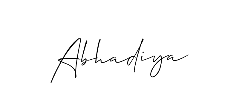 Similarly Allison_Script is the best handwritten signature design. Signature creator online .You can use it as an online autograph creator for name Abhadiya. Abhadiya signature style 2 images and pictures png