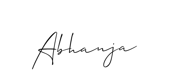 Use a signature maker to create a handwritten signature online. With this signature software, you can design (Allison_Script) your own signature for name Abhanja. Abhanja signature style 2 images and pictures png