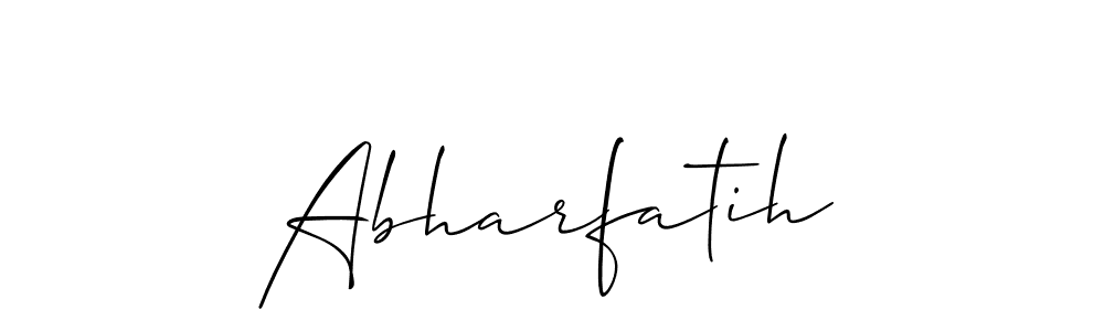 The best way (Allison_Script) to make a short signature is to pick only two or three words in your name. The name Abharfatih include a total of six letters. For converting this name. Abharfatih signature style 2 images and pictures png