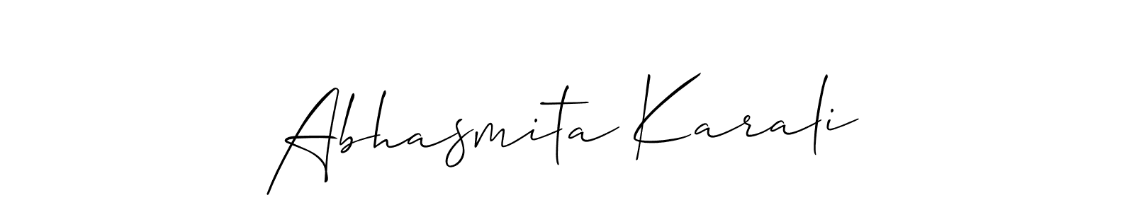 Allison_Script is a professional signature style that is perfect for those who want to add a touch of class to their signature. It is also a great choice for those who want to make their signature more unique. Get Abhasmita Karali name to fancy signature for free. Abhasmita Karali signature style 2 images and pictures png