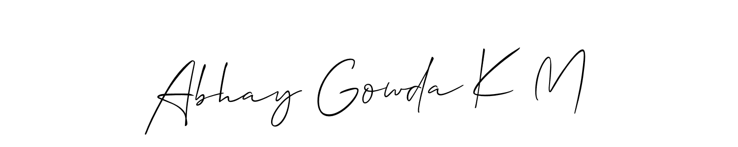 Use a signature maker to create a handwritten signature online. With this signature software, you can design (Allison_Script) your own signature for name Abhay Gowda K M. Abhay Gowda K M signature style 2 images and pictures png