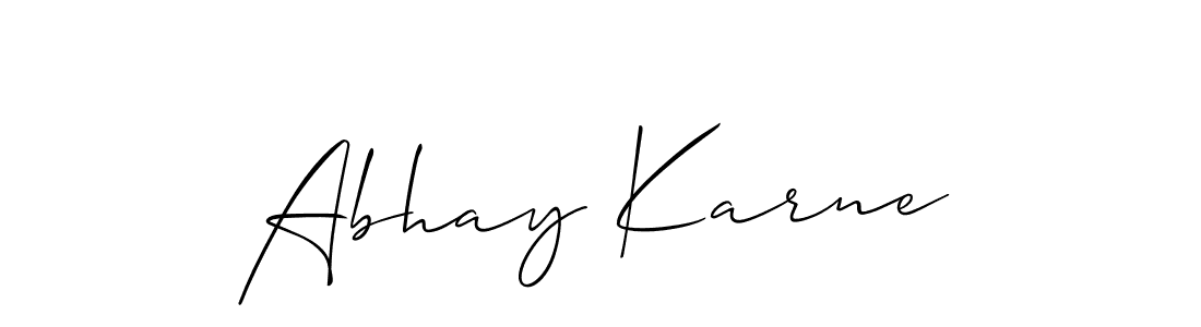 The best way (Allison_Script) to make a short signature is to pick only two or three words in your name. The name Abhay Karne include a total of six letters. For converting this name. Abhay Karne signature style 2 images and pictures png