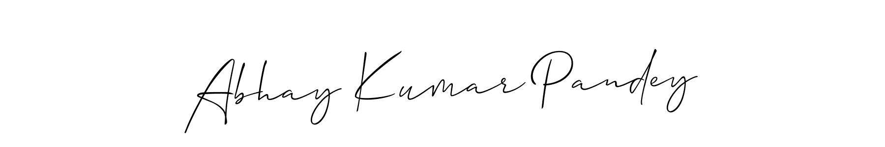 How to make Abhay Kumar Pandey name signature. Use Allison_Script style for creating short signs online. This is the latest handwritten sign. Abhay Kumar Pandey signature style 2 images and pictures png