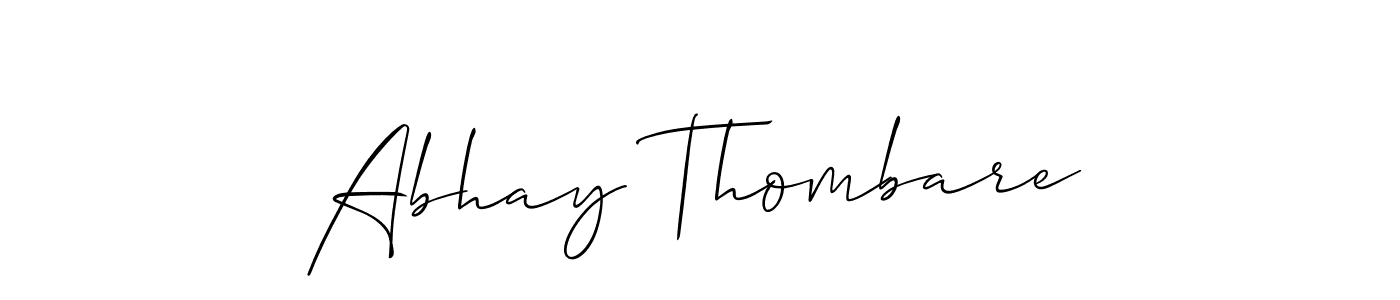 The best way (Allison_Script) to make a short signature is to pick only two or three words in your name. The name Abhay Thombare include a total of six letters. For converting this name. Abhay Thombare signature style 2 images and pictures png