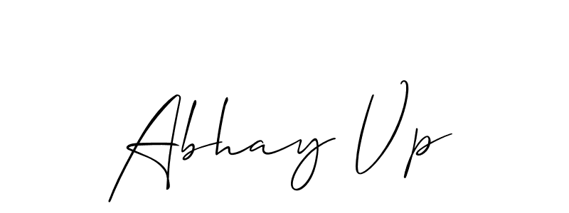 The best way (Allison_Script) to make a short signature is to pick only two or three words in your name. The name Abhay Vp include a total of six letters. For converting this name. Abhay Vp signature style 2 images and pictures png