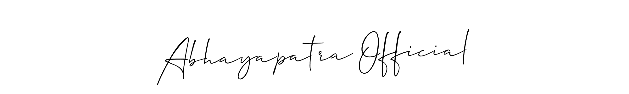 Similarly Allison_Script is the best handwritten signature design. Signature creator online .You can use it as an online autograph creator for name Abhayapatra Official. Abhayapatra Official signature style 2 images and pictures png