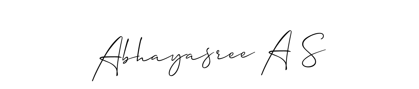 Design your own signature with our free online signature maker. With this signature software, you can create a handwritten (Allison_Script) signature for name Abhayasree A S. Abhayasree A S signature style 2 images and pictures png