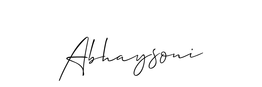 Use a signature maker to create a handwritten signature online. With this signature software, you can design (Allison_Script) your own signature for name Abhaysoni. Abhaysoni signature style 2 images and pictures png