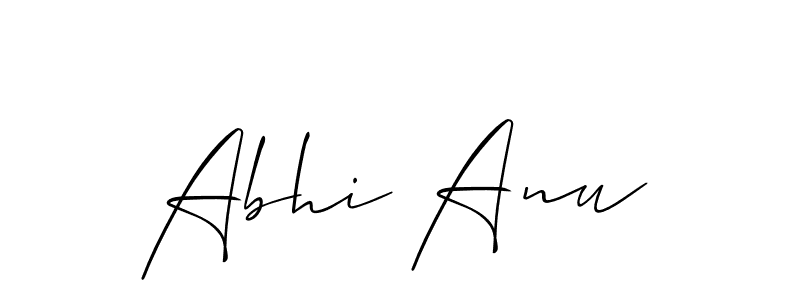 Also You can easily find your signature by using the search form. We will create Abhi Anu name handwritten signature images for you free of cost using Allison_Script sign style. Abhi Anu signature style 2 images and pictures png