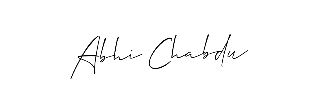 Design your own signature with our free online signature maker. With this signature software, you can create a handwritten (Allison_Script) signature for name Abhi Chabdu. Abhi Chabdu signature style 2 images and pictures png