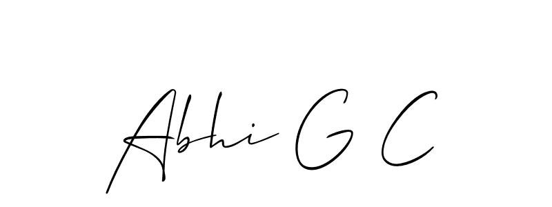 How to make Abhi G C name signature. Use Allison_Script style for creating short signs online. This is the latest handwritten sign. Abhi G C signature style 2 images and pictures png