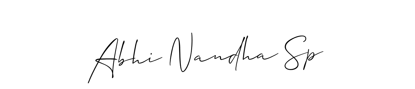 Use a signature maker to create a handwritten signature online. With this signature software, you can design (Allison_Script) your own signature for name Abhi Nandha Sp. Abhi Nandha Sp signature style 2 images and pictures png