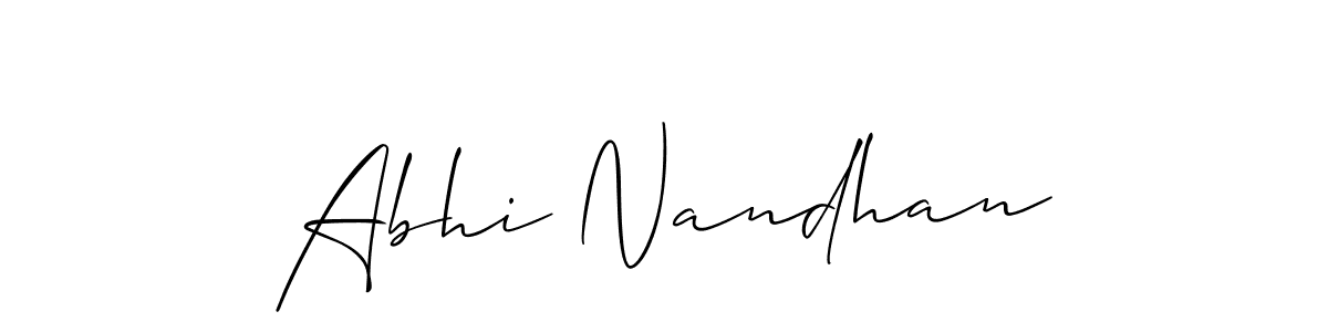Use a signature maker to create a handwritten signature online. With this signature software, you can design (Allison_Script) your own signature for name Abhi Nandhan. Abhi Nandhan signature style 2 images and pictures png